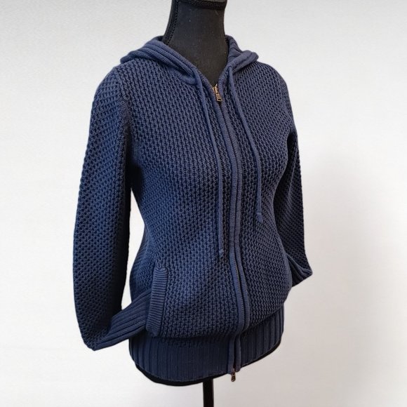 American Eagle Live Your Life Full Zip Cable Knit Hoodie – Navy Blue, Size M - Picture 7 of 16